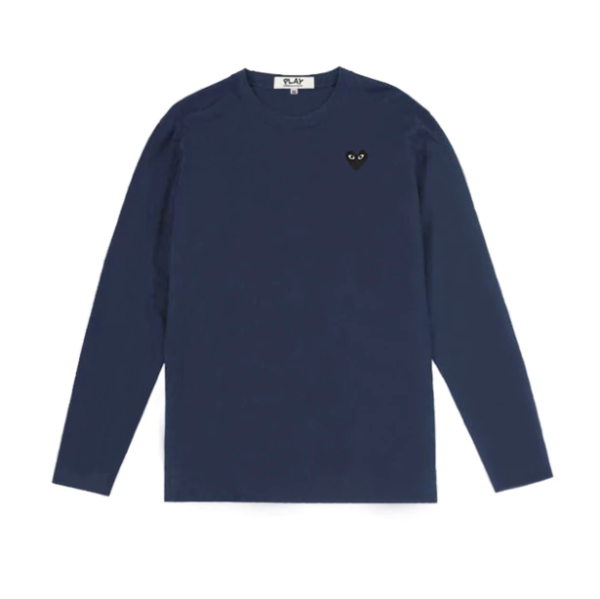 COMME DES GARCONS PLAY LONG SLEEVE OVERLAPPING HEART Blue