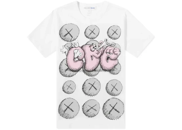 CDG Shirt X KAWS T-Shirt White/Pink/Grey