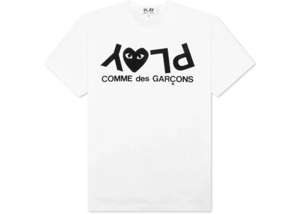 Comme Des Garcons Play Inverted Text T-Shirt White