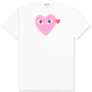 Comme Des Garcons Play Red Emblem Heart T-Shirt White/Pink