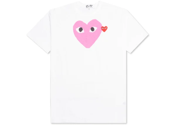 Comme Des Garcons Play Red Emblem Heart T-Shirt White/Pink