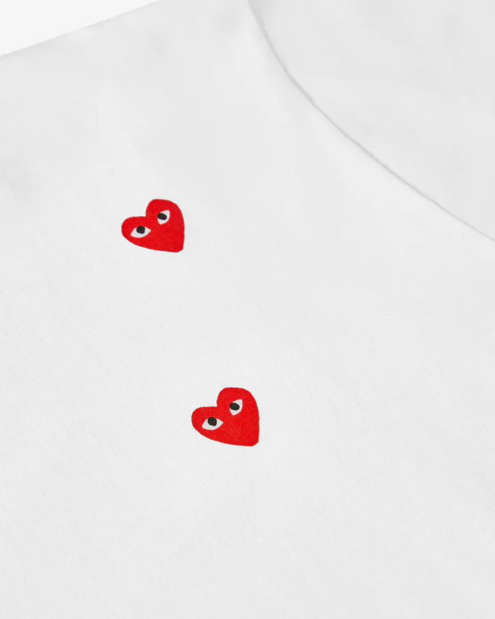 Play Multi Red Heart Logo T-Shirt White - comme des garcons