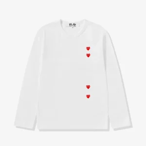 Play Multi Red Heart Longsleeve T-Shirt White