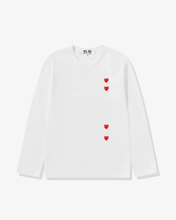 Play Multi Red Heart Longsleeve T-Shirt White