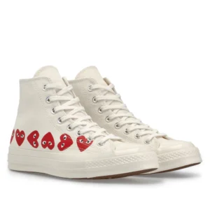 CONVERSE RED MULTI HEARTS HIGH TOP WHITE