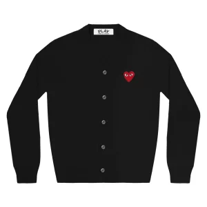 PLAY MENS CARDIGAN RED EMBLEM BLACK