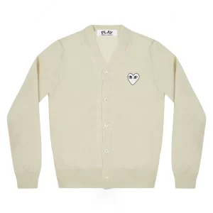 PLAY MENS CARDIGAN WHITE HEART NATURAL SERIES OFF WHITE