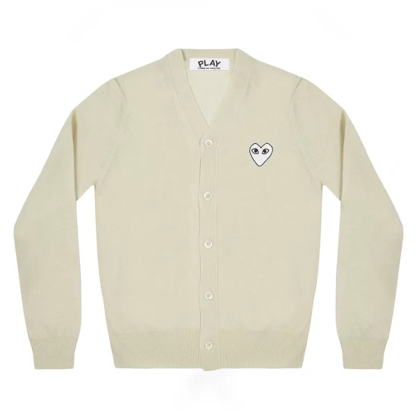 PLAY MENS CARDIGAN WHITE HEART NATURAL SERIES OFF WHITE