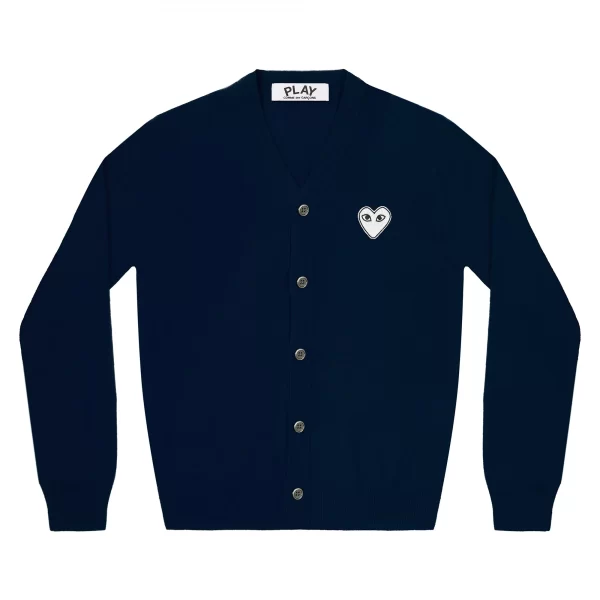 PLAY MENS CARDIGAN WHITE HEART NAVY