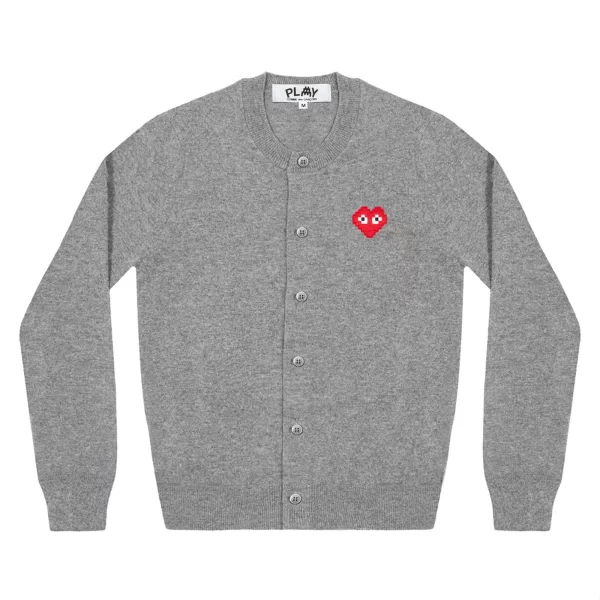 PLAY WOMENS CARDIGAN INVADER EMBLEM (GREY)