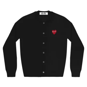 PLAY WOMENS CARDIGAN RED EMBLEM BLACK