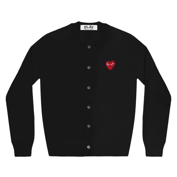 PLAY WOMENS CARDIGAN RED EMBLEM BLACK