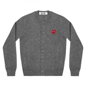 PLAY WOMENS CARDIGAN RED EMBLEM GREY