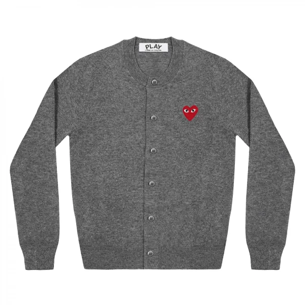 PLAY WOMENS CARDIGAN RED EMBLEM GREY