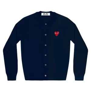 PLAY WOMENS CARDIGAN RED EMBLEM NAVY