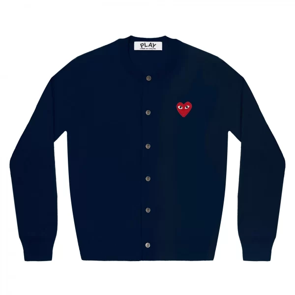 PLAY WOMENS CARDIGAN RED EMBLEM NAVY