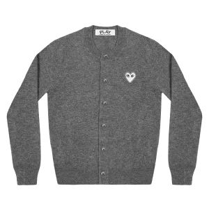 PLAY WOMENS CARDIGAN WHITE HEART DARK GREY