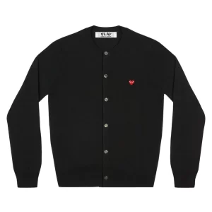 PLAY WOMENS CARDIGAN WITH SMALL RED HEART (BLACK)